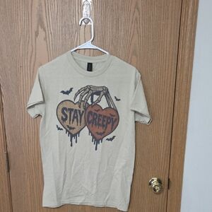 Gildan Beige Stay Creepy Short Sleeve Tee